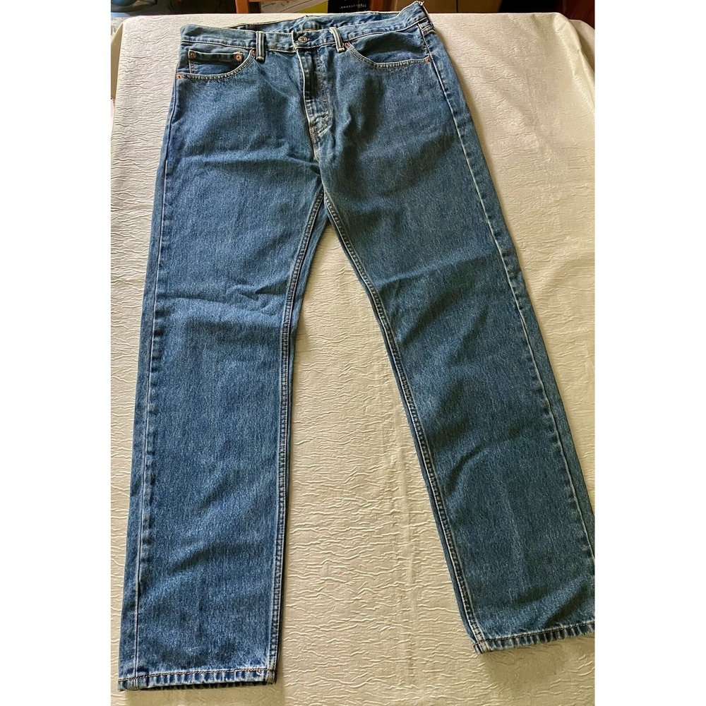Levis 505 Regular Fit Straight Leg Blue Denim Jeans Mens 38 Medium Wash